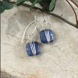 Kyanite Earrings,Square Shape Earrings, Blue Earrings, Unisex Earrings